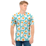 Blue Fried Eggs Pattern Print Men's T-Shirt