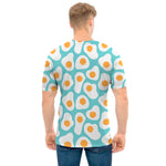 Blue Fried Eggs Pattern Print Men's T-Shirt
