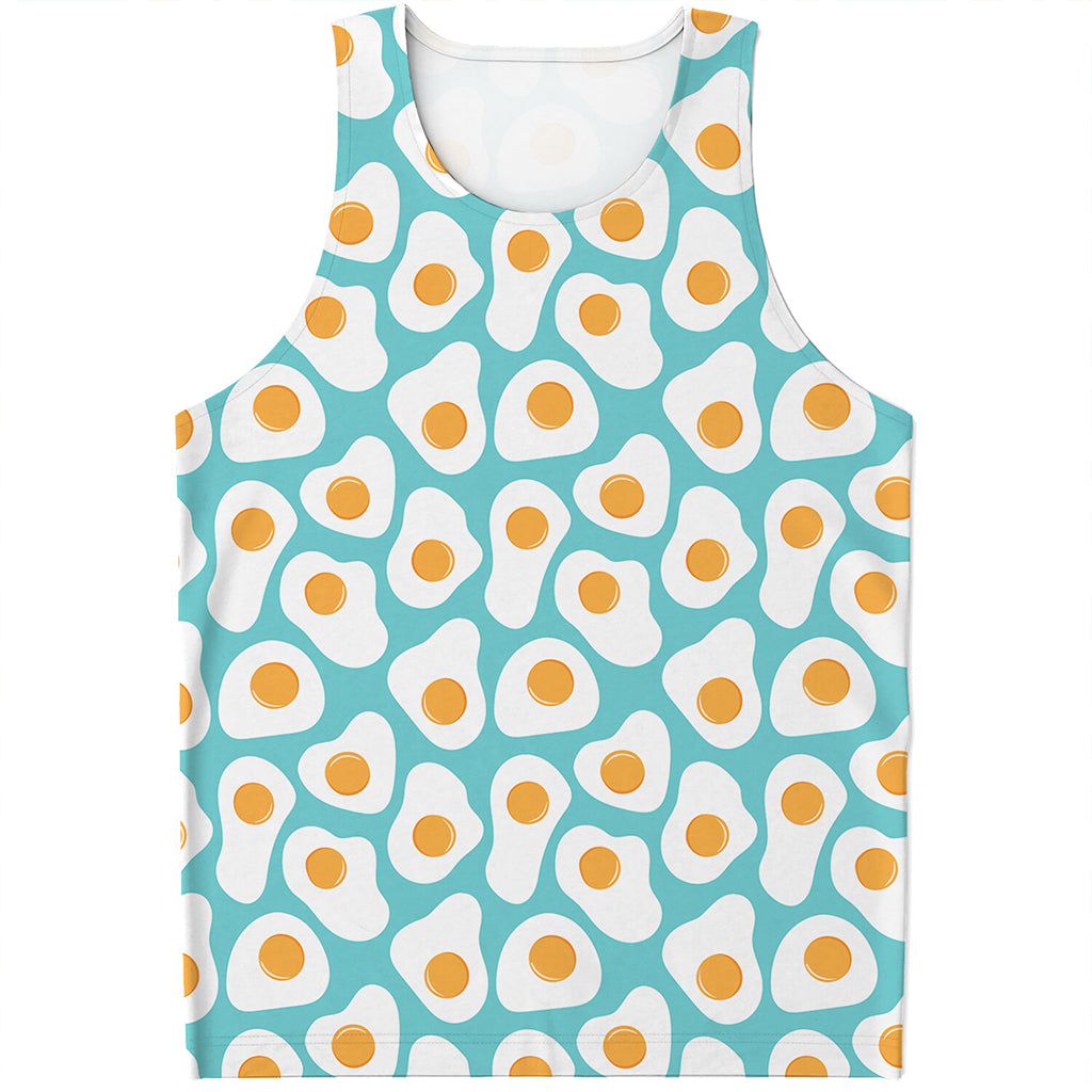 Blue Fried Eggs Pattern Print Men's Tank Top