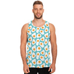 Blue Fried Eggs Pattern Print Men's Tank Top