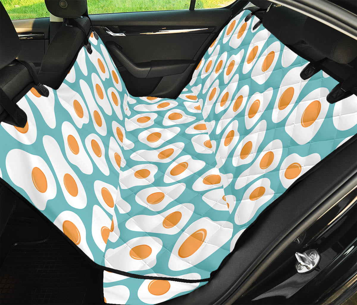 Blue Fried Eggs Pattern Print Pet Car Back Seat Cover