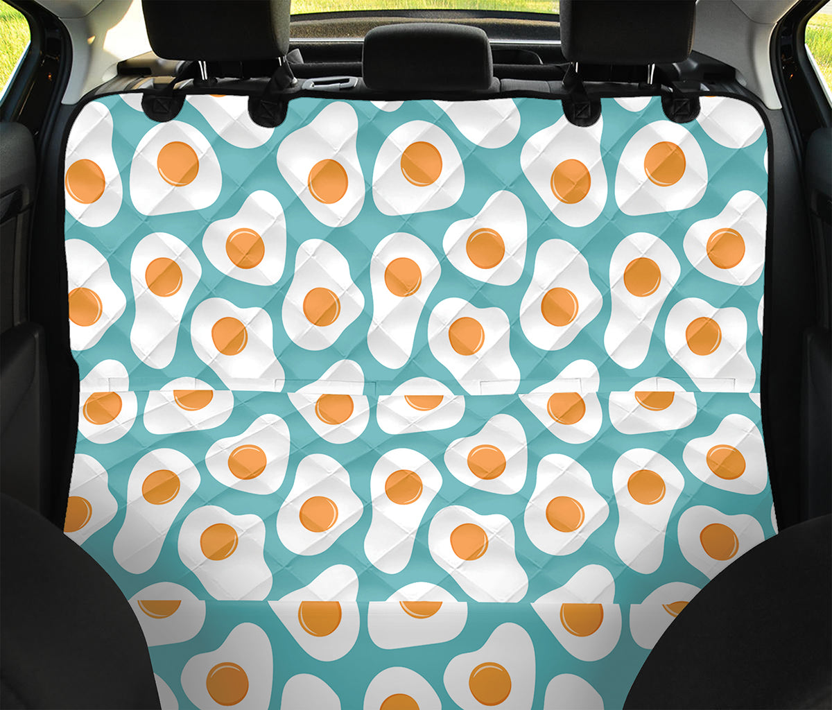 Blue Fried Eggs Pattern Print Pet Car Back Seat Cover