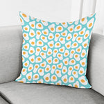Blue Fried Eggs Pattern Print Pillow Cover