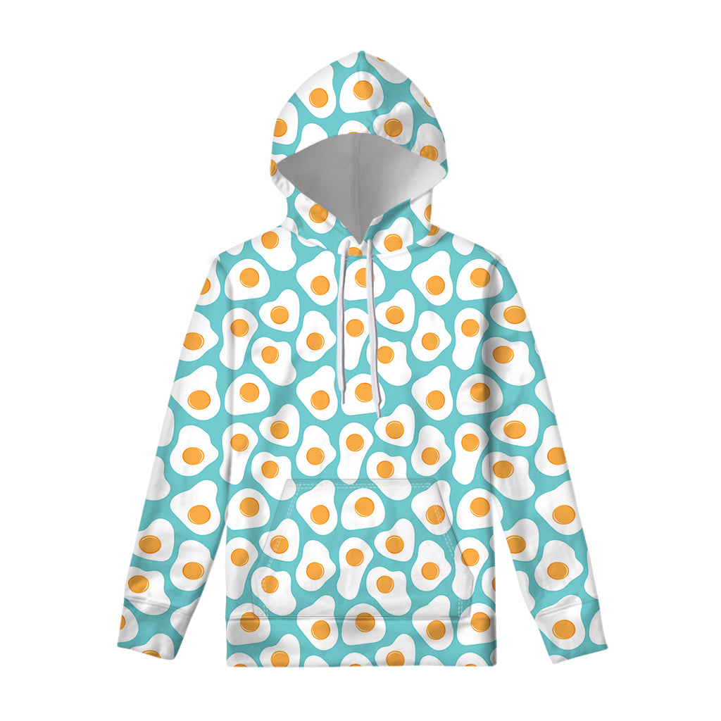 Blue Fried Eggs Pattern Print Pullover Hoodie