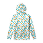 Blue Fried Eggs Pattern Print Pullover Hoodie