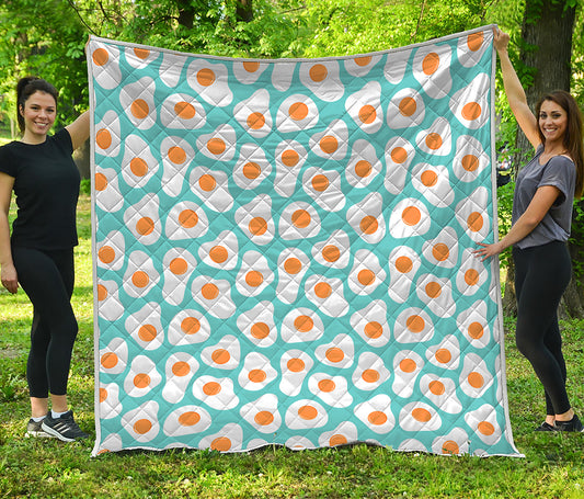 Blue Fried Eggs Pattern Print Quilt