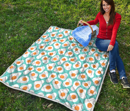 Blue Fried Eggs Pattern Print Quilt