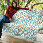Blue Fried Eggs Pattern Print Quilt