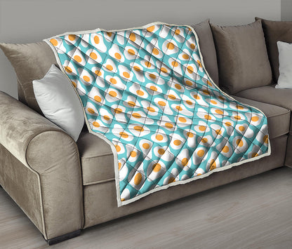 Blue Fried Eggs Pattern Print Quilt