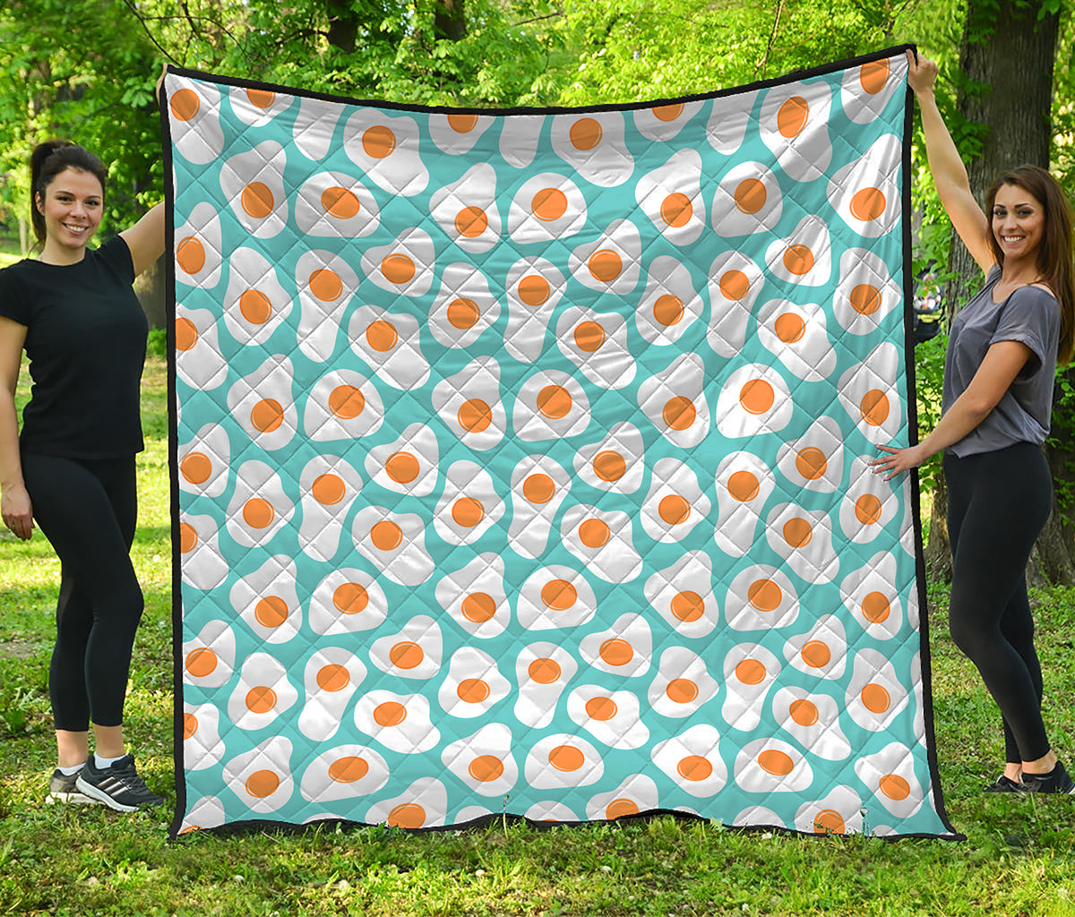 Blue Fried Eggs Pattern Print Quilt