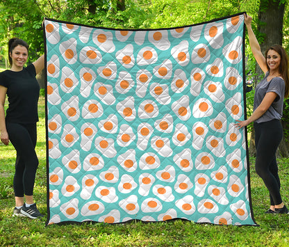 Blue Fried Eggs Pattern Print Quilt