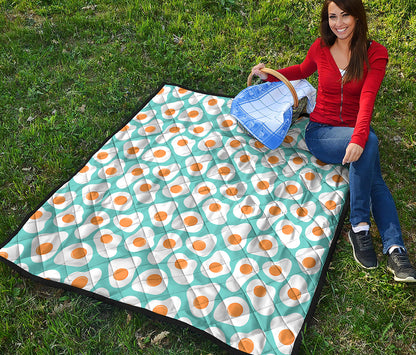 Blue Fried Eggs Pattern Print Quilt