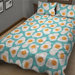 Blue Fried Eggs Pattern Print Quilt Bed Set