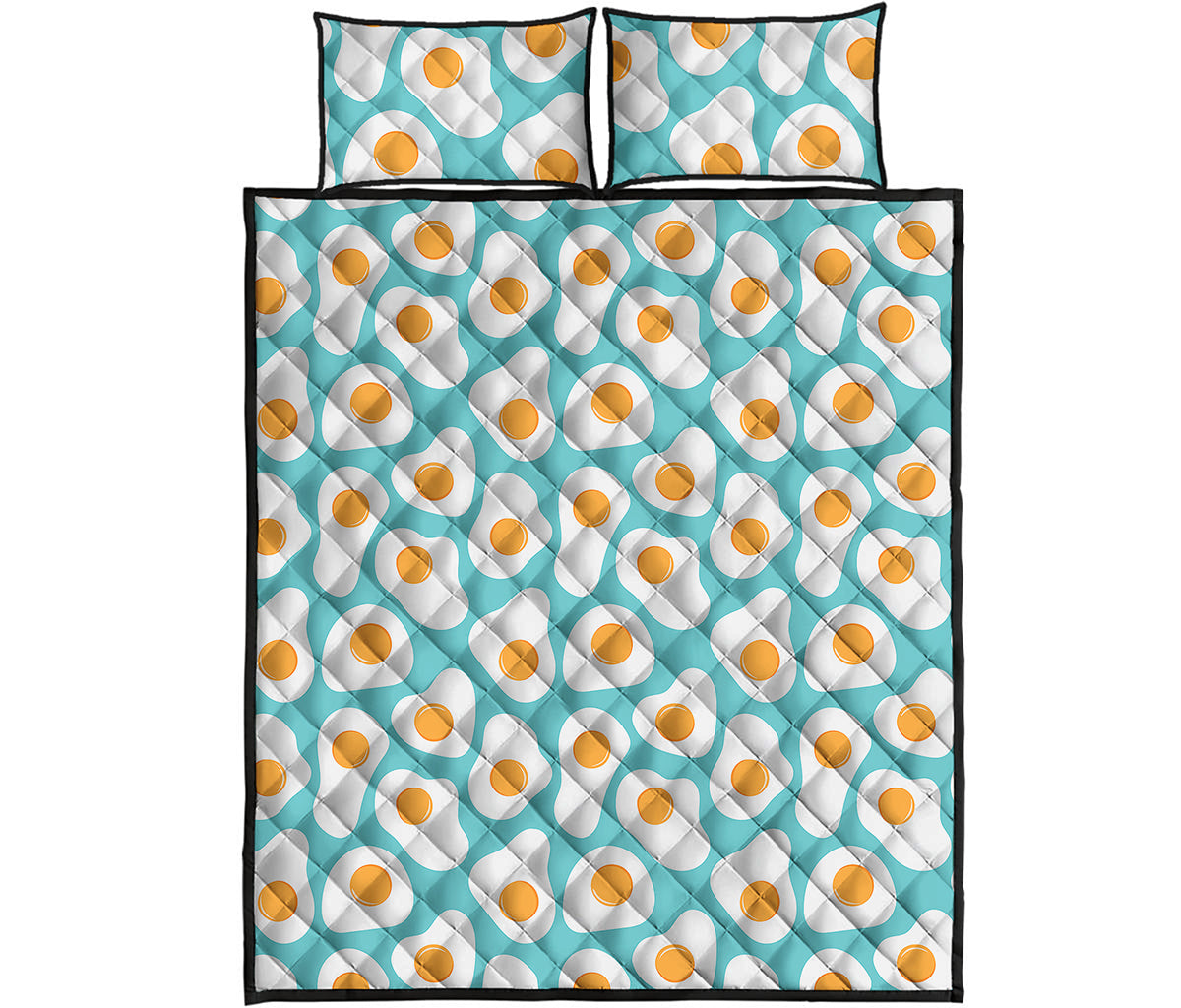 Blue Fried Eggs Pattern Print Quilt Bed Set