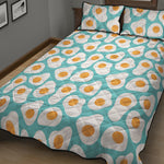 Blue Fried Eggs Pattern Print Quilt Bed Set
