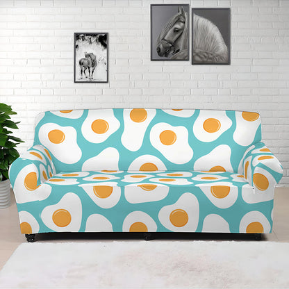 Blue Fried Eggs Pattern Print Sofa Cover