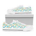 Blue Fried Eggs Pattern Print White Low Top Sneakers