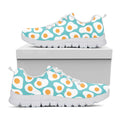 Blue Fried Eggs Pattern Print White Running Shoes