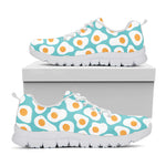 Blue Fried Eggs Pattern Print White Sneakers