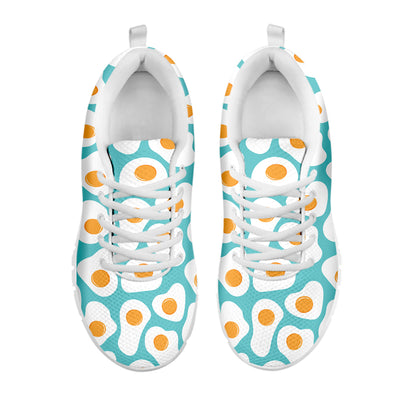 Blue Fried Eggs Pattern Print White Sneakers