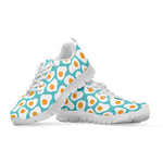 Blue Fried Eggs Pattern Print White Sneakers