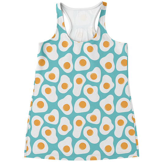 Blue Fried Eggs Pattern Print Women's Racerback Tank Top