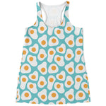 Blue Fried Eggs Pattern Print Women's Racerback Tank Top