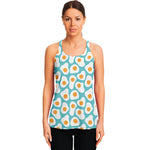 Blue Fried Eggs Pattern Print Women's Racerback Tank Top