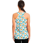 Blue Fried Eggs Pattern Print Women's Racerback Tank Top
