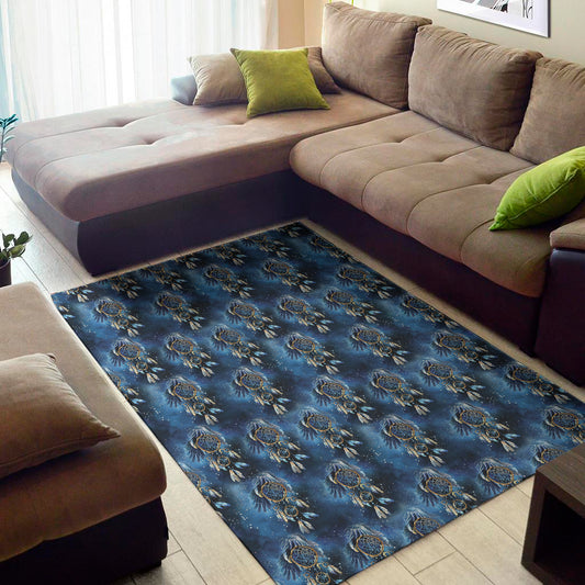 Blue Galaxy Dream Catcher Pattern Print Area Rug