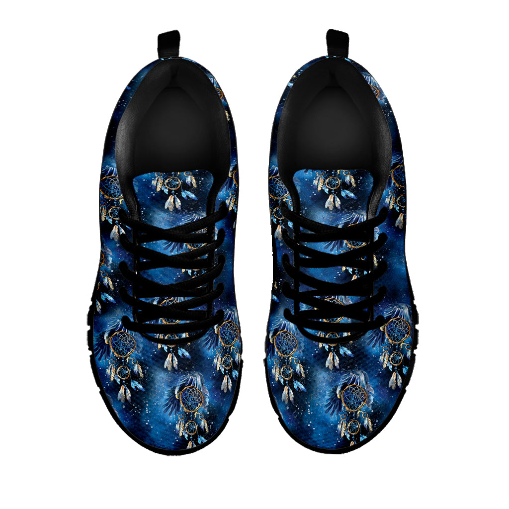 Blue Galaxy Dream Catcher Pattern Print Black Sneakers