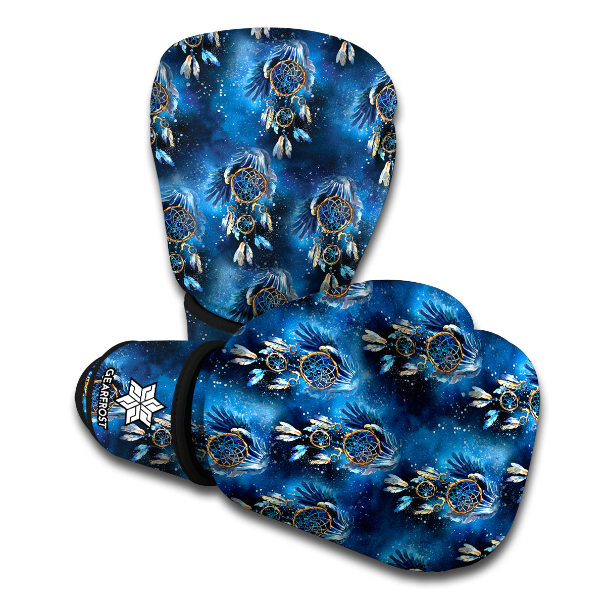 Blue Galaxy Dream Catcher Pattern Print Boxing Gloves