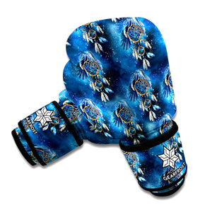 Blue Galaxy Dream Catcher Pattern Print Boxing Gloves