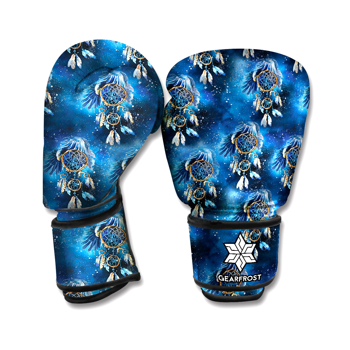 Blue Galaxy Dream Catcher Pattern Print Boxing Gloves