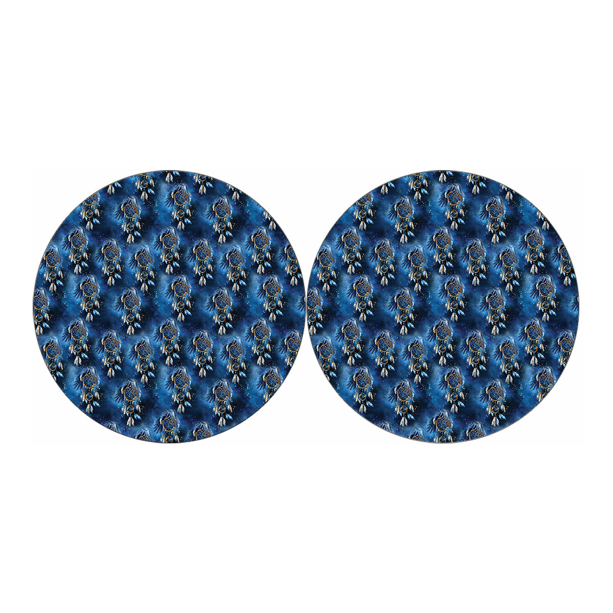Blue Galaxy Dream Catcher Pattern Print Car Coasters