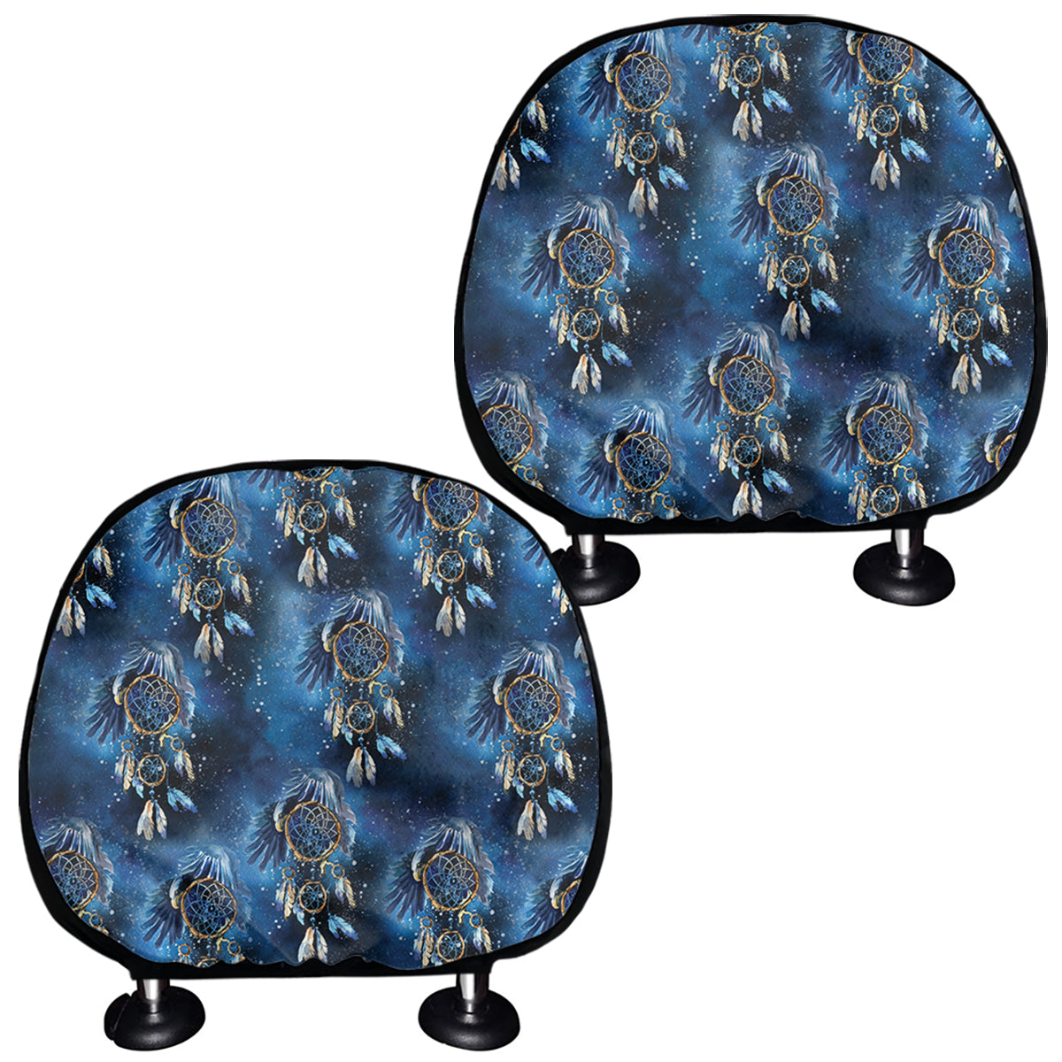 Blue Galaxy Dream Catcher Pattern Print Car Headrest Covers