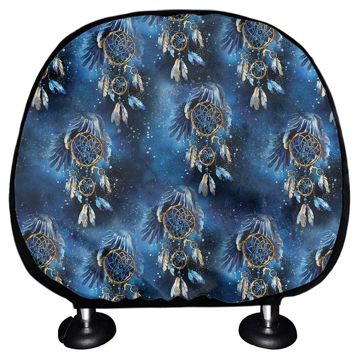 Blue Galaxy Dream Catcher Pattern Print Car Headrest Covers