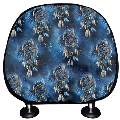 Blue Galaxy Dream Catcher Pattern Print Car Headrest Covers