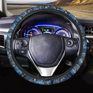 Blue Galaxy Dream Catcher Pattern Print Car Steering Wheel Cover