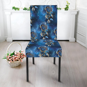 Blue Galaxy Dream Catcher Pattern Print Dining Chair Slipcover