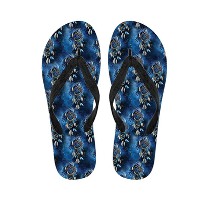 Blue Galaxy Dream Catcher Pattern Print Flip Flops