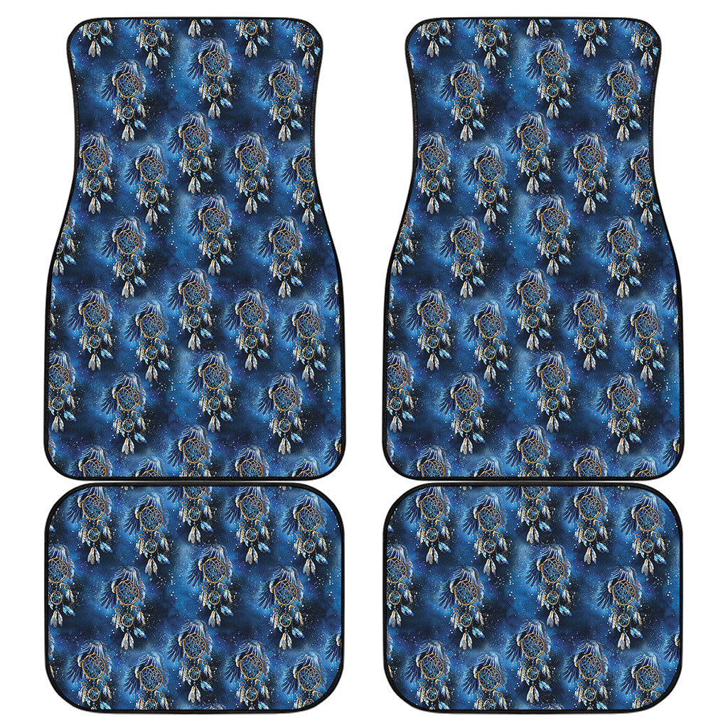 Blue Galaxy Dream Catcher Pattern Print Front and Back Car Floor Mats