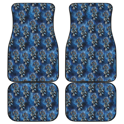 Blue Galaxy Dream Catcher Pattern Print Front and Back Car Floor Mats