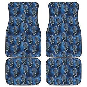 Blue Galaxy Dream Catcher Pattern Print Front and Back Car Floor Mats