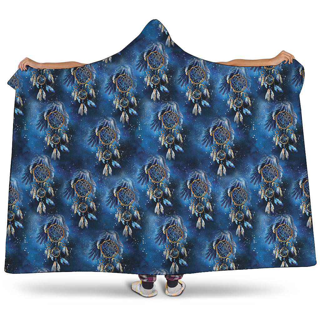 Blue Galaxy Dream Catcher Pattern Print Hooded Blanket