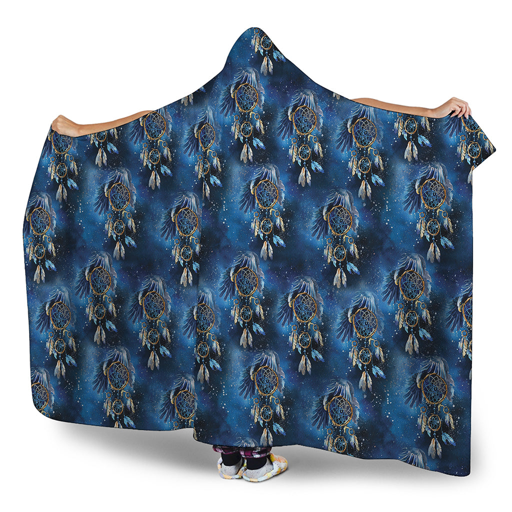 Blue Galaxy Dream Catcher Pattern Print Hooded Blanket