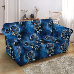 Blue Galaxy Dream Catcher Pattern Print Loveseat Slipcover