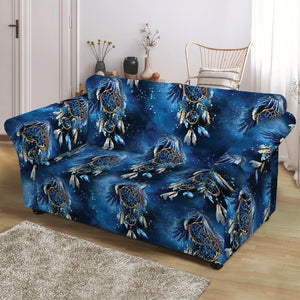 Blue Galaxy Dream Catcher Pattern Print Loveseat Slipcover