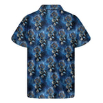 Blue Galaxy Dream Catcher Pattern Print Men's Short Sleeve Shirt