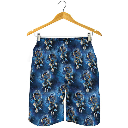 Blue Galaxy Dream Catcher Pattern Print Men's Shorts